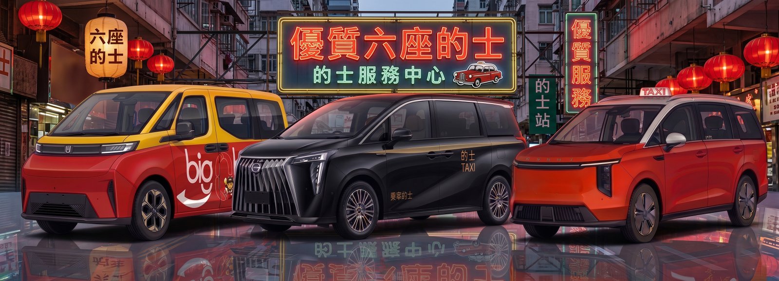 香港六座位的士車隊合照